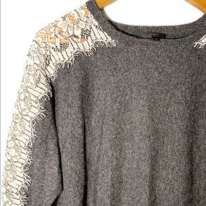J. Crew | Lace peek sleeves sweater